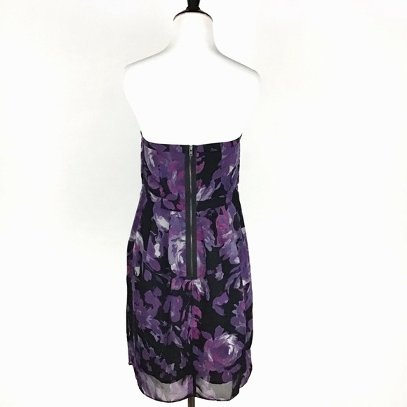 🦋Lauren Conrad Chiffon Purple Roses Wrap Dress - Picture 5 of 8